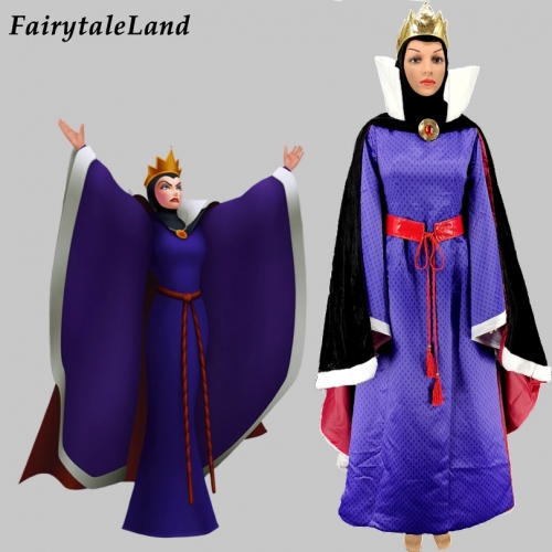 Snow White Stepmother Evil Queen Cosplay Costume Fancy Purple Dress Halloween Wicked Queen Outfit Old Witch Suit