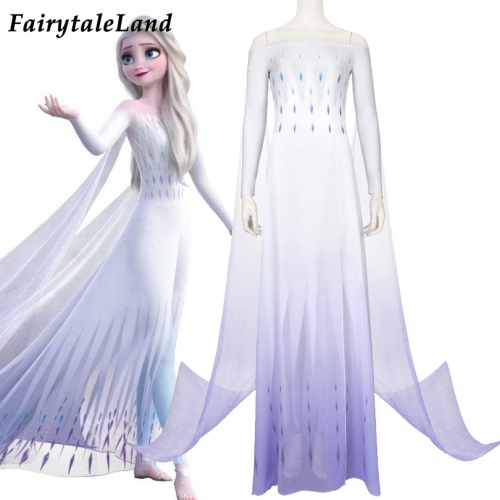 Frozen 2 Princess Elsa Cosplay Costume Fancy Elsa White Dress Cosplay Carnival Halloween Elsa Outfit