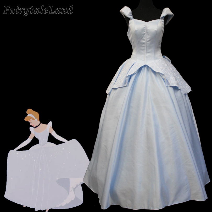 Fancy Cinderella Light Blue Dress Cosplay Halloween Princess Costume ...