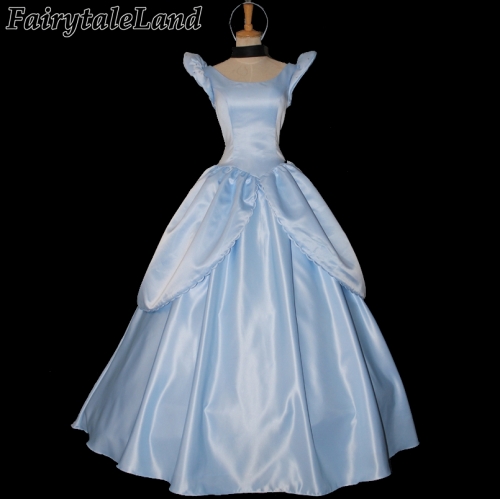 Cinderella Fancy Dress Halloween Princess Costume Custom made Wedding Blue Dress Cosplay Cinderella Party Cloth