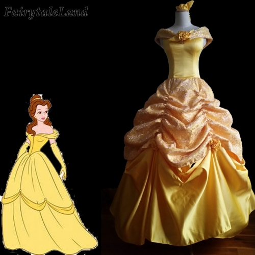 Belle Cosplay Costume Fancy Wedding Cartoon Halloween Costumes For Adult Princess Dresses Belle Yellow Outfit