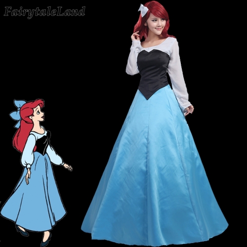 Fancy Halloween Adult Cosplay The Little Mermaid Ariel Blue Dress Princess Costume Party Outfit