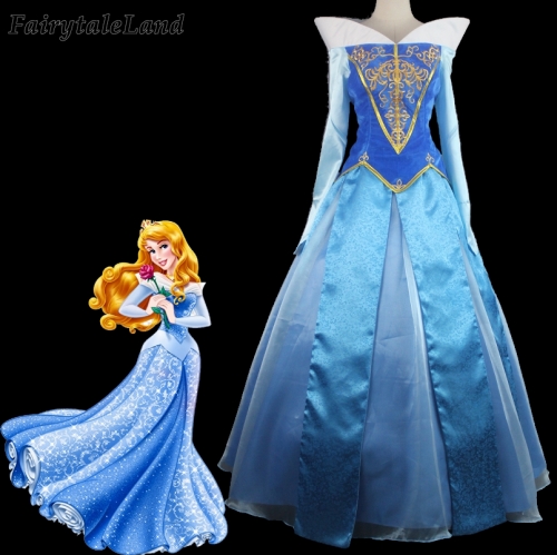 Sleeping Beauty Aurora Cosplay Costume Carnival Halloween Fancy Dress Princess Costume Blue Dress Aurora Costume Custom Made