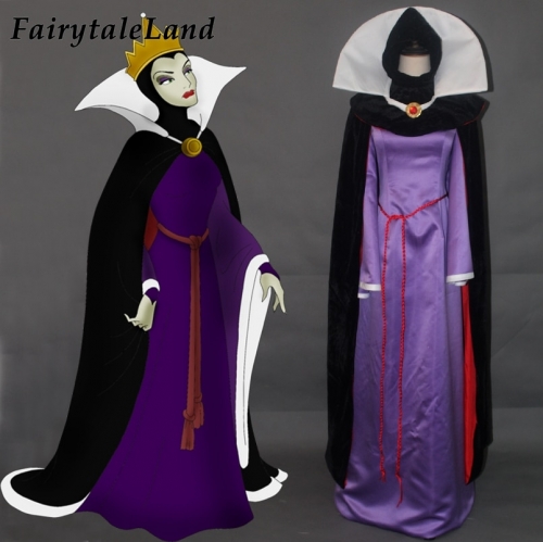 Snow White and the Seven Dwarfs Queen Cosplay Costume Halloween Fancy Costumes Evil Queen Witch Costume Velvet Cloak
