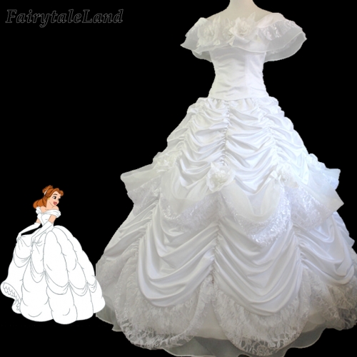 Belle Costume Halloween Cosplay Wedding Party White Dress Beauty And The Beast Princess Costume