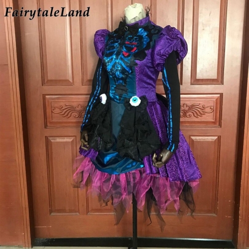 Fashion Show Carnival Cosplay Costume Fancy Village Halloween Parade Dress Skull Clothing Black Purple Outfit