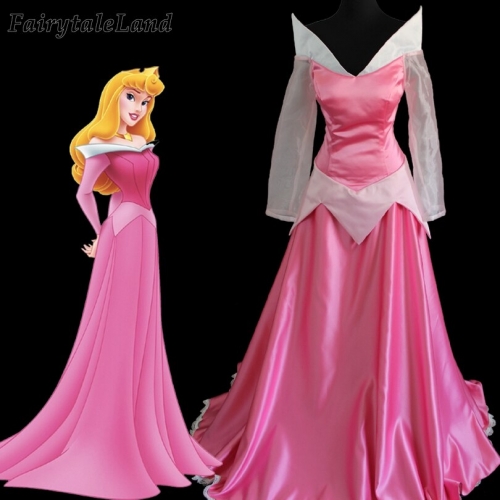 Sleeping Beauty Dress Cosplay Aurora Costume Halloween Party Pink Dress Sexy Adult Women Costume