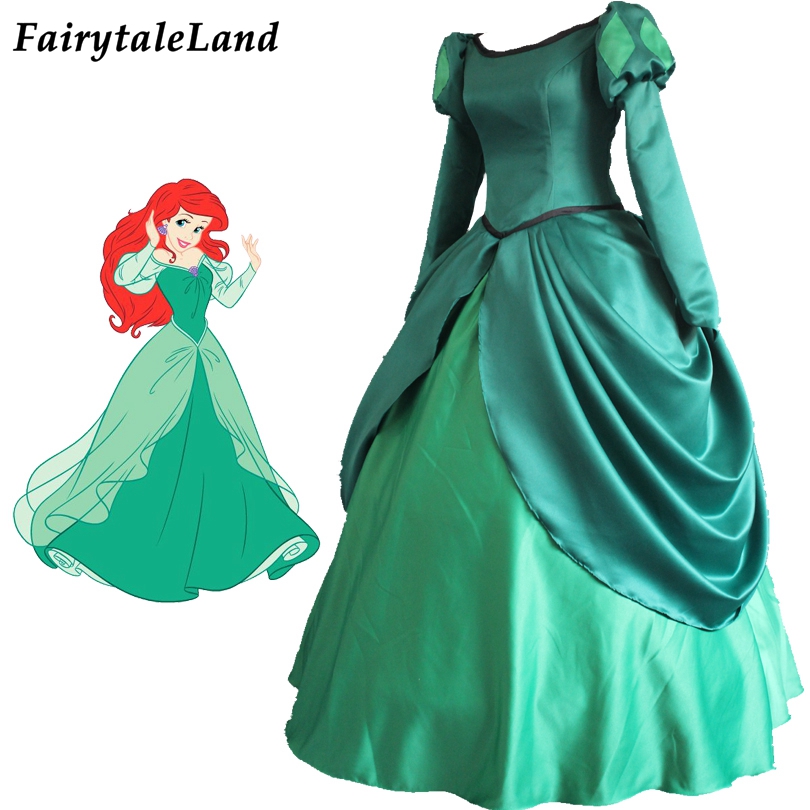 Adult Princess Little Mermaid Princess Ariel Green Fancy Dress Cosplay Costume