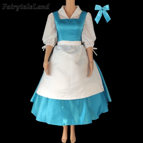 Belle Village Cosplay Costume Carnival Halloween Maidservant Outfit The Beauty and Beast Princess Suit Apron Dress