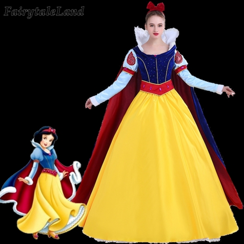 Halloween Costumes For Adult Women Cosplay Snow White Costume Long Sleeve Sequins Dress Party Fancy Winter Outfit