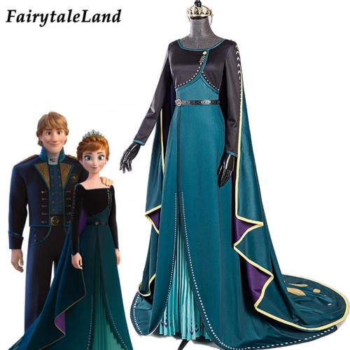 Frozen 2 Anna Coronation Cosplay Costume Fancy Halloween Princess Dress Full Outfit