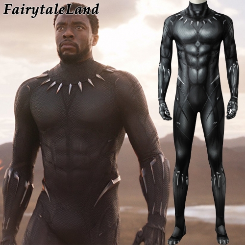 Black Panther  T'Challa suit  Cosplay Jumpsuit Superhero Printing Zentai
