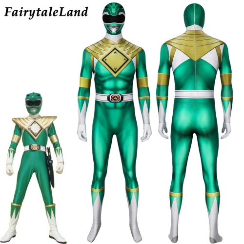 Power Rangers Tommy Green Ranger suit  Cosplay Jumpsuit Superhero Printing Zentai