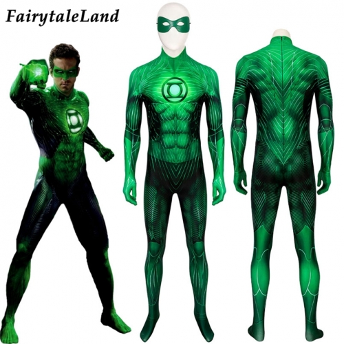 Green Lantern Hal Jordan suit  Cosplay Jumpsuit Superhero Printing Zentai