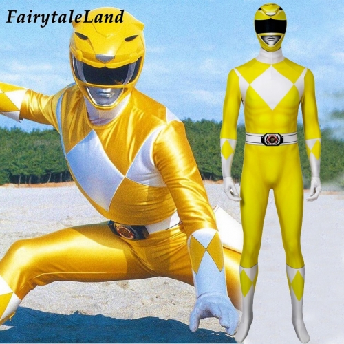 Power Rangers Trini Kwan Yellow Ranger suit  Cosplay Jumpsuit Superhero Printing Zentai