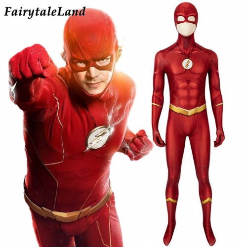 The Flash Season 5 Barry Allen suit  Cosplay Jumpsuit Superhero Printing Zentai