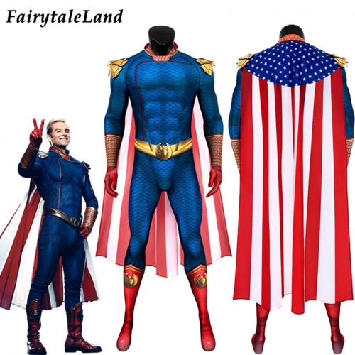 The Boys Homelander suit  Cosplay Jumpsuit Superhero Printing Zentai