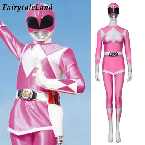 Power Rangers Kimberly Pink Ranger suit  Cosplay Jumpsuit Superhero Printing Zentai