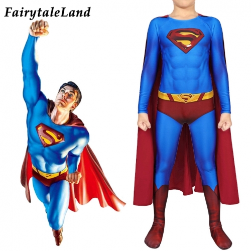 Superman Returns Superman Clark Kent  Kids suit  Cosplay Jumpsuit Superhero Printing Zentai