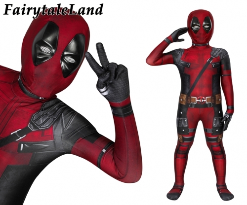 Deadpool Wade Wilson  Kids suit  Cosplay Jumpsuit Superhero Printing Zentai