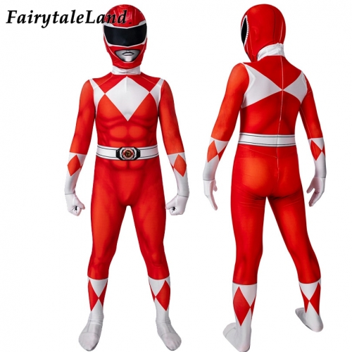 Power Rangers Jason Red Ranger  Kids suit  Cosplay Jumpsuit Superhero Printing Zentai