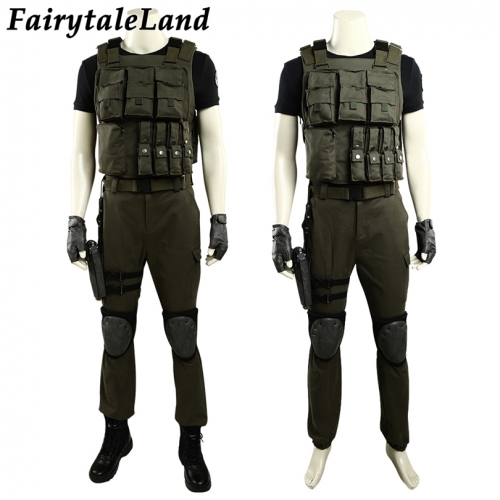 Game Resident Evil Cosplay Costume Leader Man Carlos Role-playing Green Uniform Halloween Carnival Outfit Full Props With Shoes