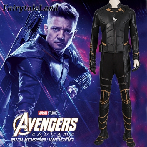 Men Avengers: Endgame Cosplay Costume Hawkeye Clint Barton Black Battle Clothes Halloween Party Outfit Full Props With Shoe