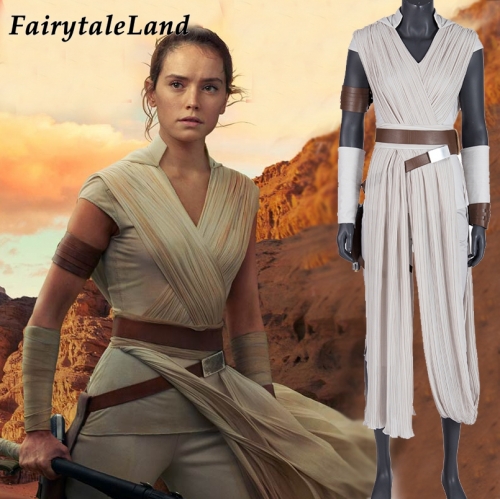 Star Wars The Rise of Skywalker Cosplay Costume Rey White Fighting Uniform Fancy Halloween Carnival Outfit Full Props
