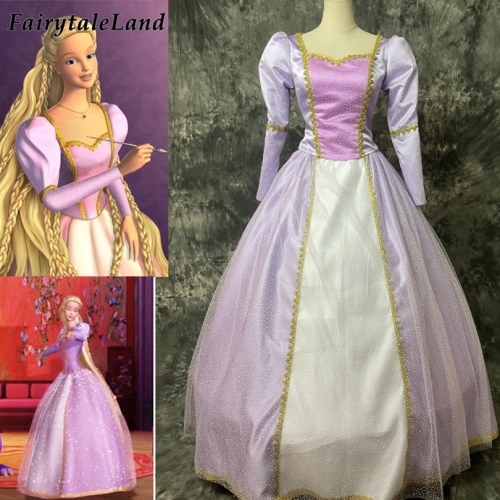 Rapunzel From Barbie Cosplay Costume Halloween Princess dress