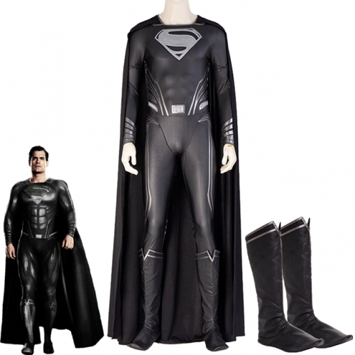 Zack Snyder Justice League Superman Clark Kent Cosplay Costume Black Outfit